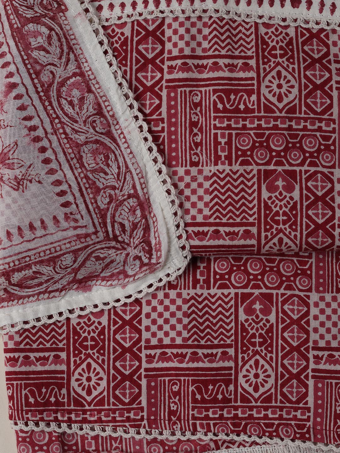 Schiffli Printed Cotton Blend Unstitched Suit Piece With Dupatta