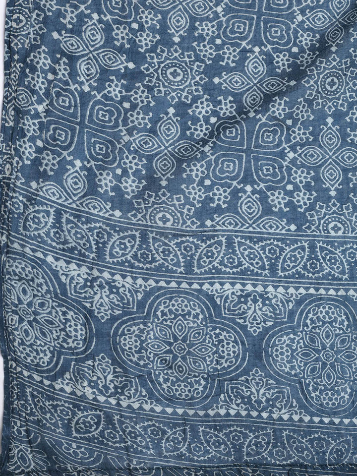 Printed Cotton Blend Unstitched Suit With Dupatta