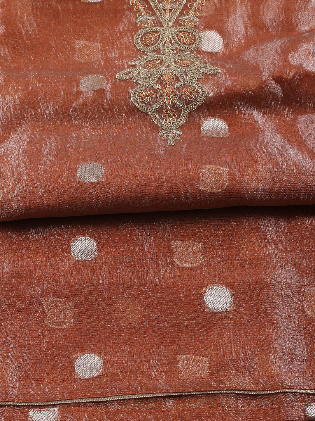 Neck Embroidered Tissue Unstitched Suit Piece With Dupatta