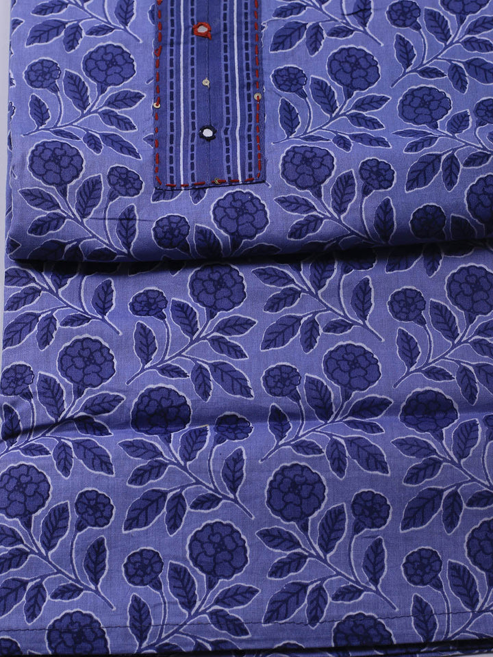 Printed Cotton Blend Unstitched Suit Piece With Dupatta