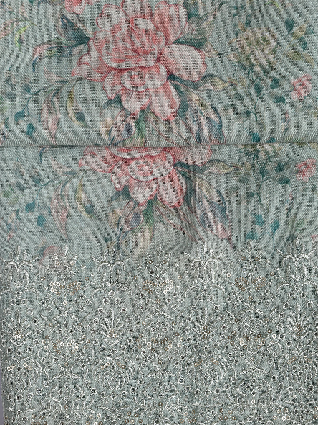 Printed Linen Unstitched Suit Piece With Dupatta