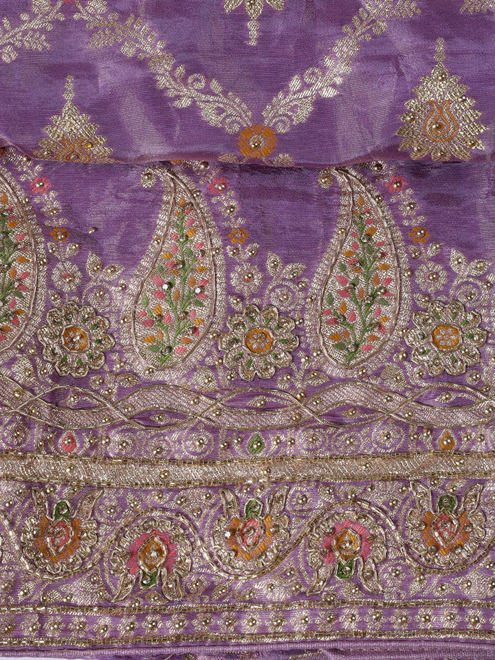 Woven Tissue Unstitched Suit Piece With Dupatta