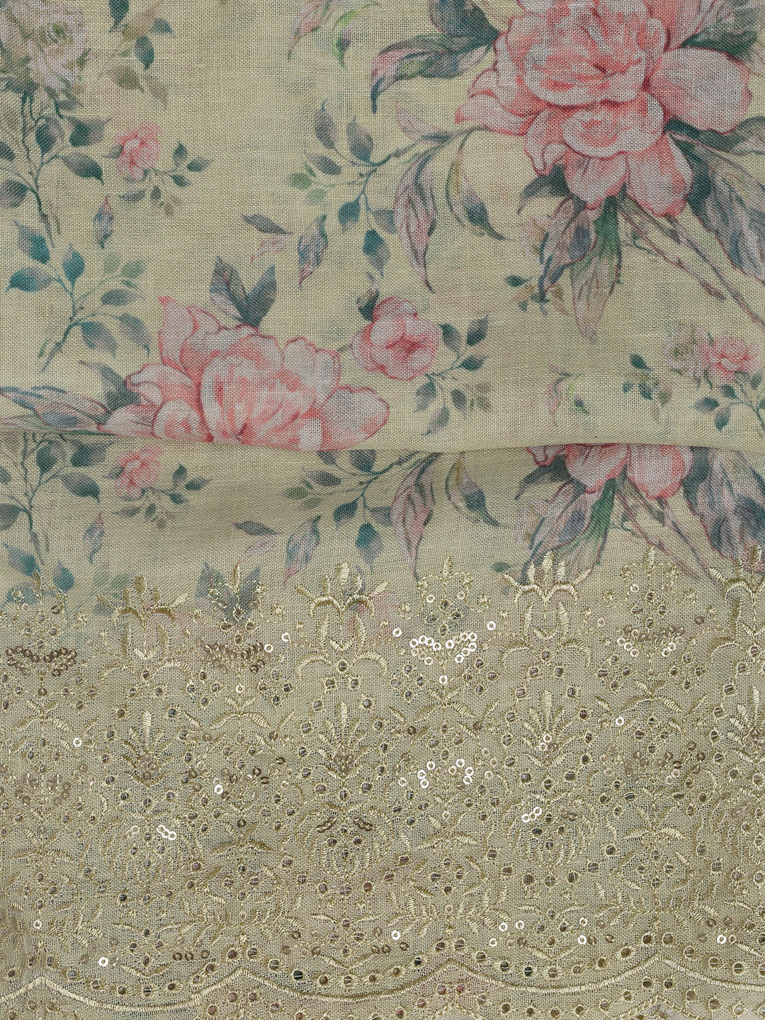 Printed Linen Unstitched Suit Piece With Dupatta