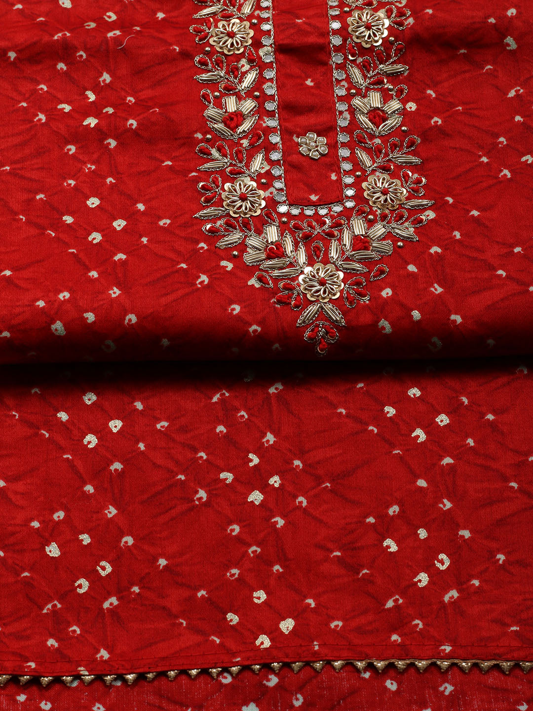 Neck Patti Cotton Blend Unstitched Suit Piece With Dupatta