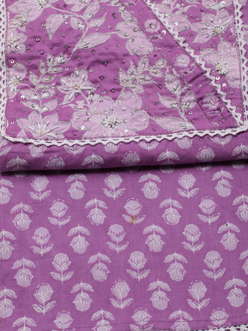 Floral Printed Cotton Unstitched Suit Piece With Dupatta