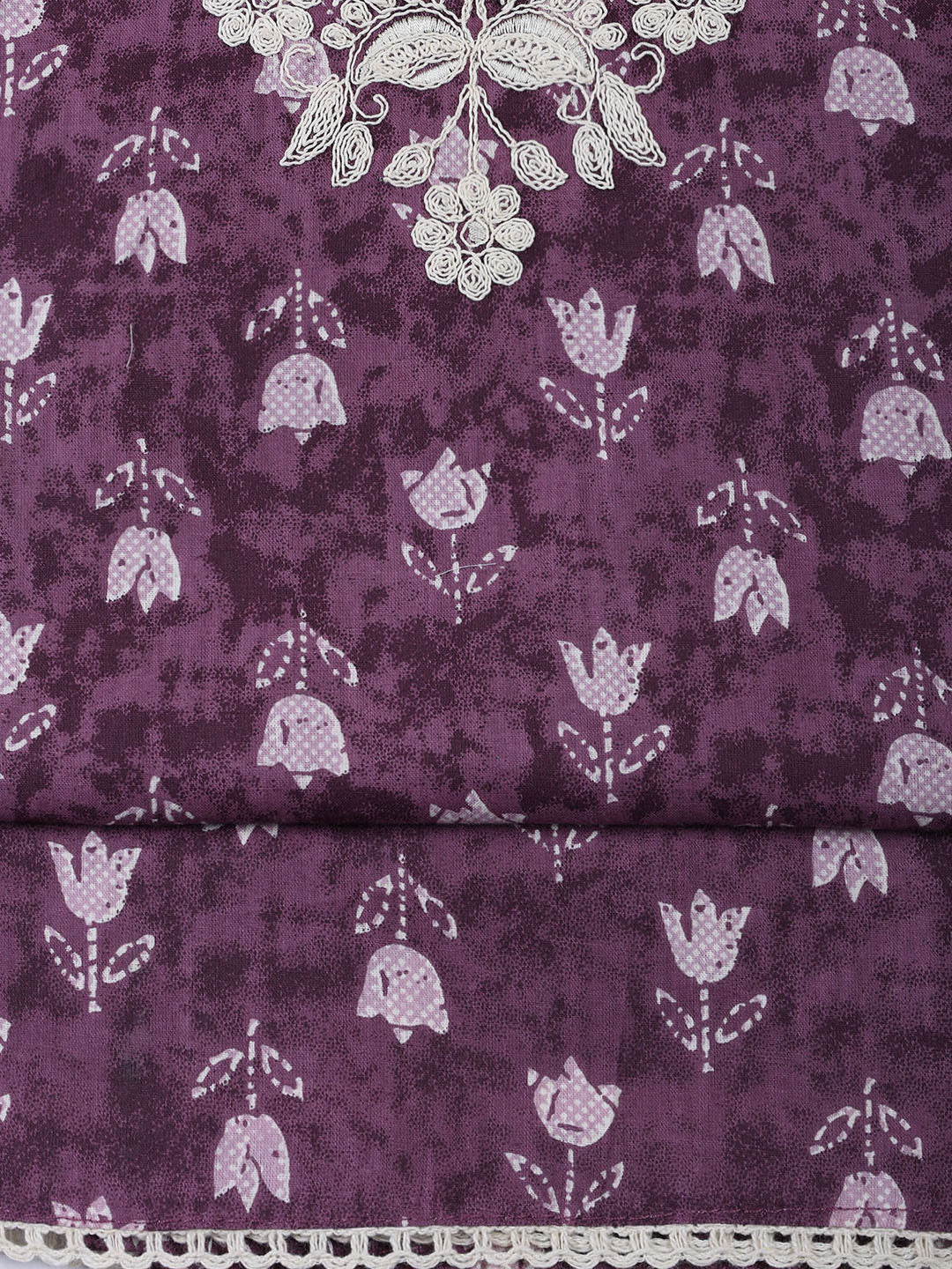 Neck Embroidery Cotton Blend Unstitched Suit With Dupatta