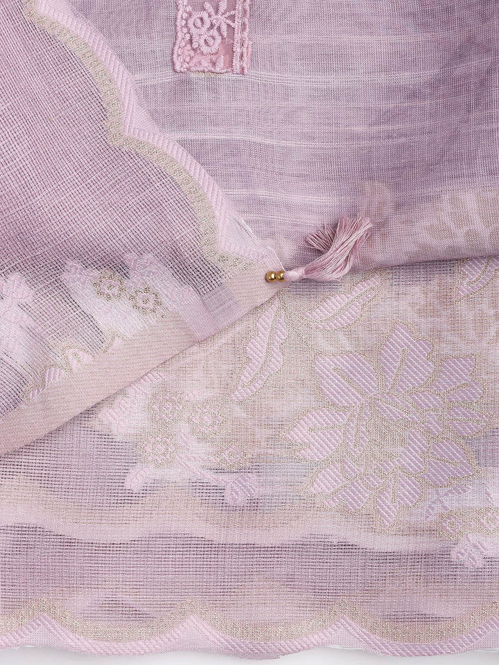 Printed Linen Unstitched Suit Piece With Dupatta