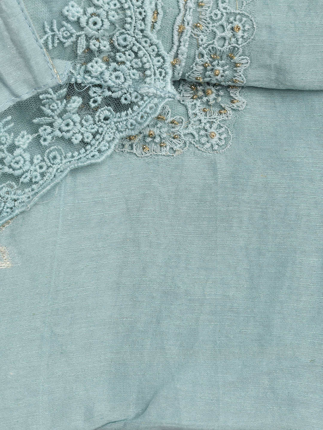 Embroidery Linen Unstitched Suit With Dupatta