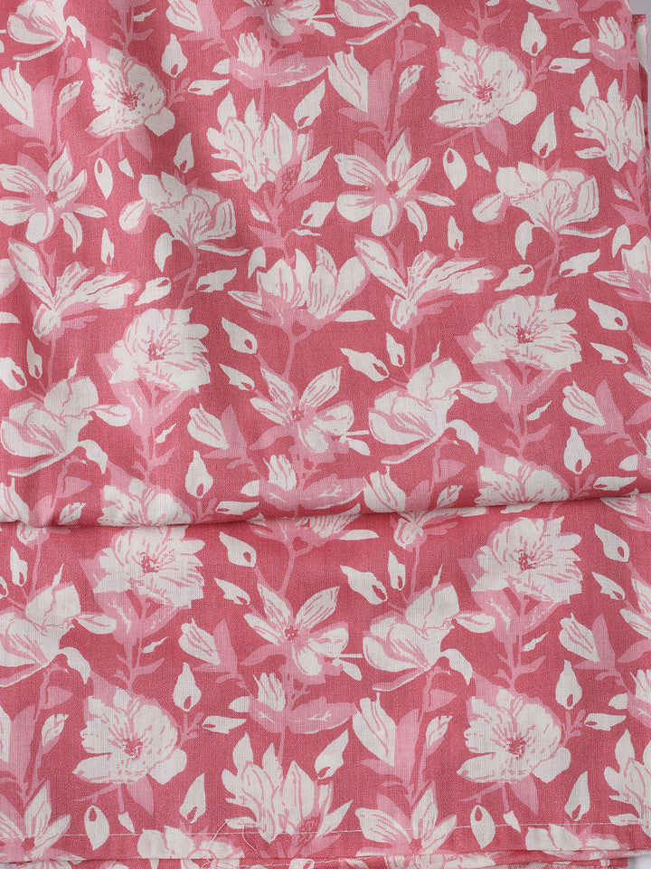 Printed Cotton Blend Unstitched Suit With Dupatta