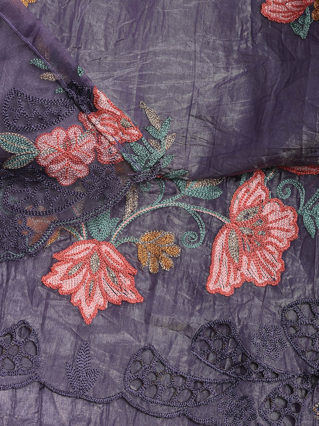 Neck Embroidery Organza Unstitched Suit Piece With Dupatta