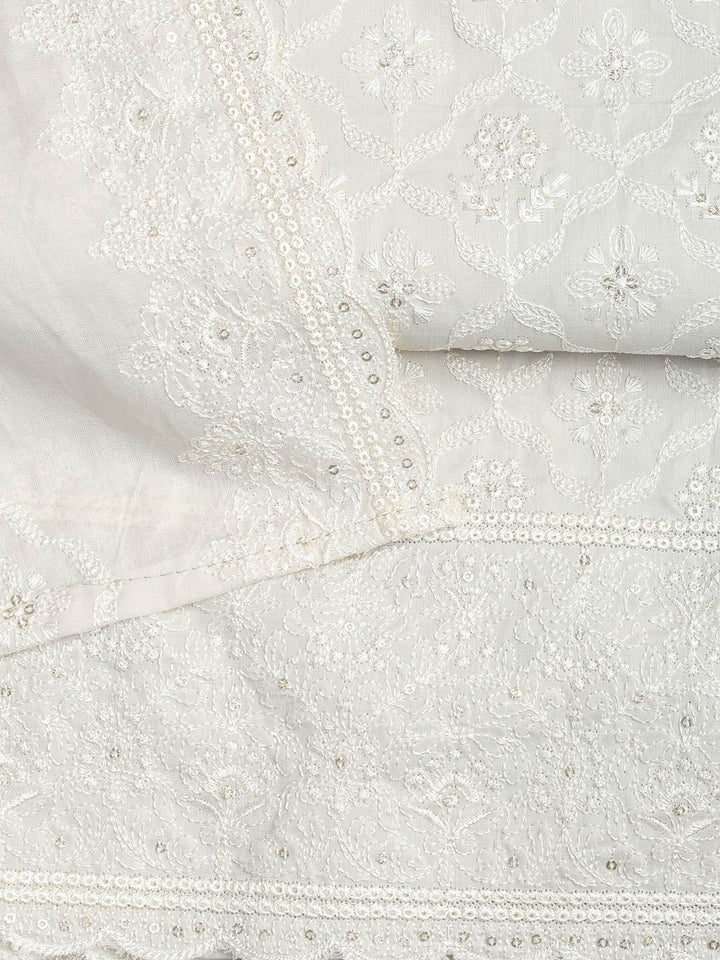 Embroidered Cotton Blend Unstitched Suit Piece With Dupatta