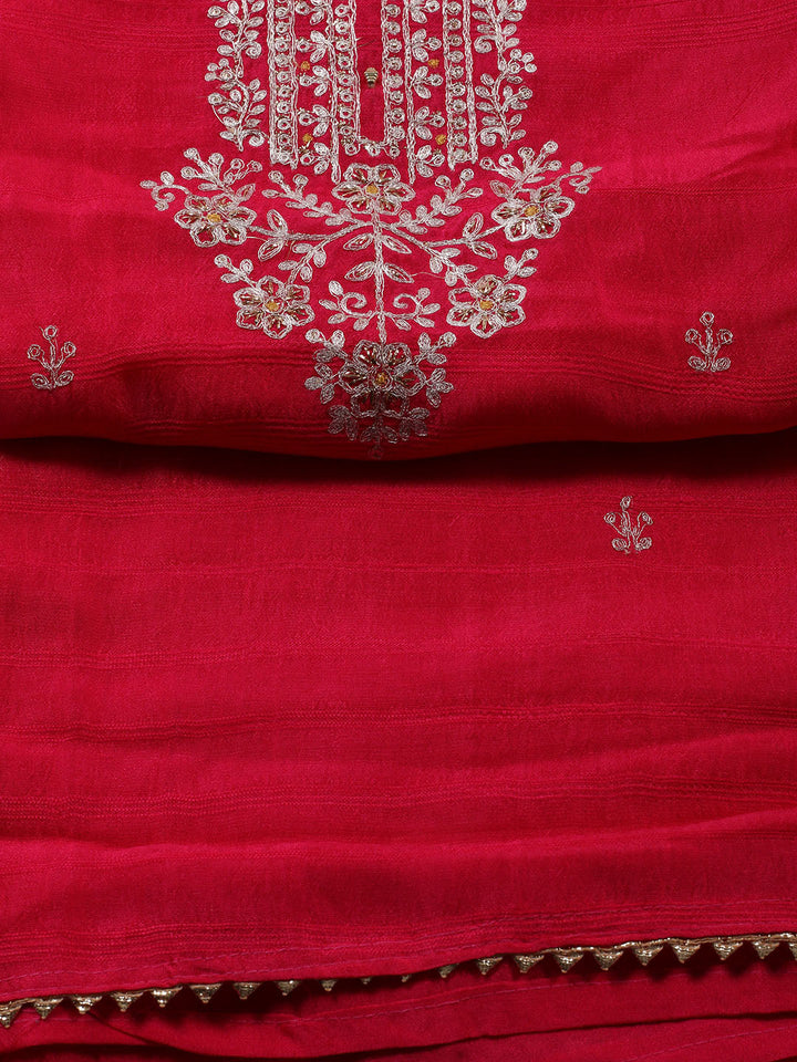Neck Embroidery Tissue Unstitched Suit Piece With Dupatta