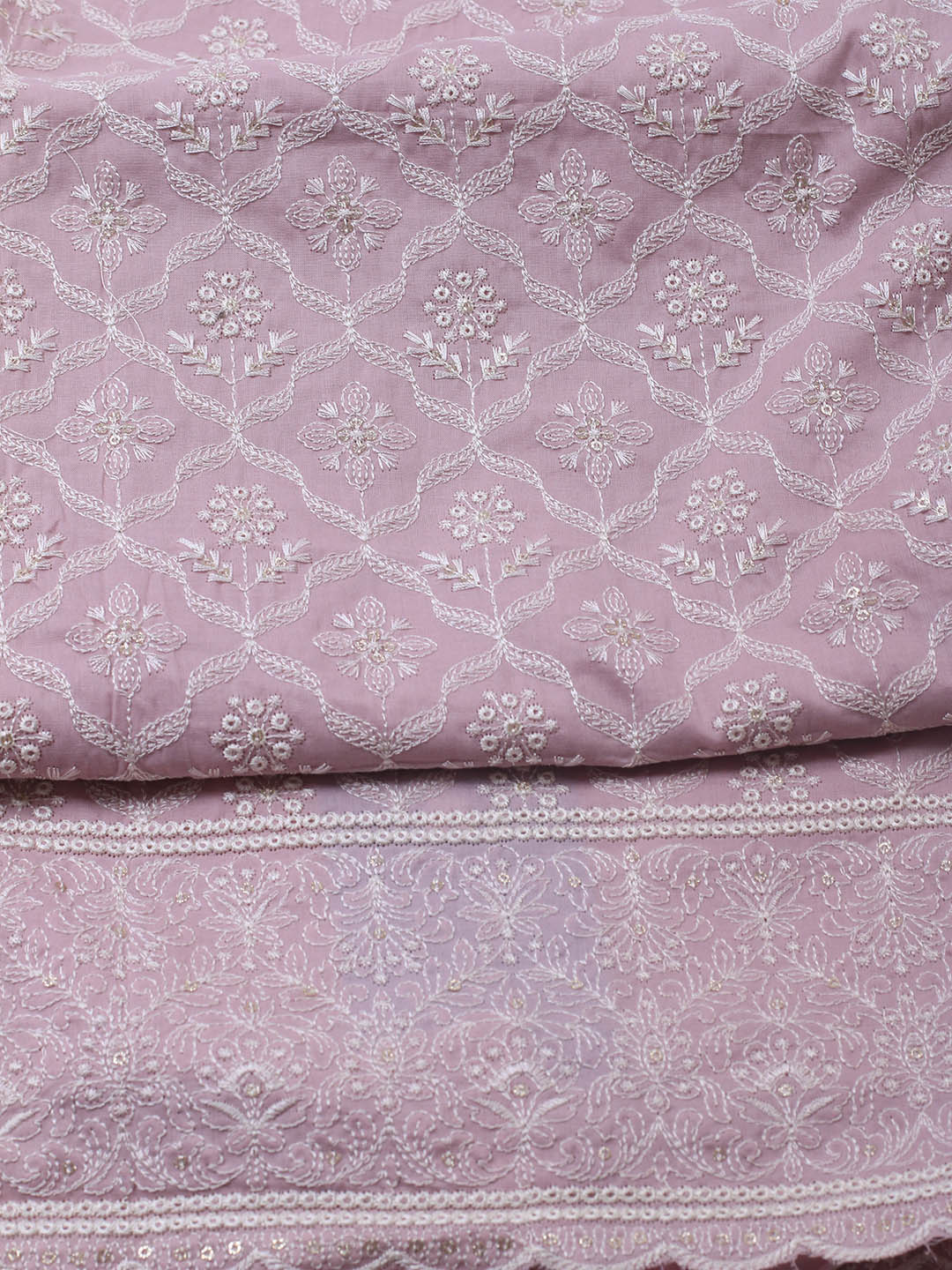 Embroidered Cotton Blend Unstitched Suit Piece With Dupatta