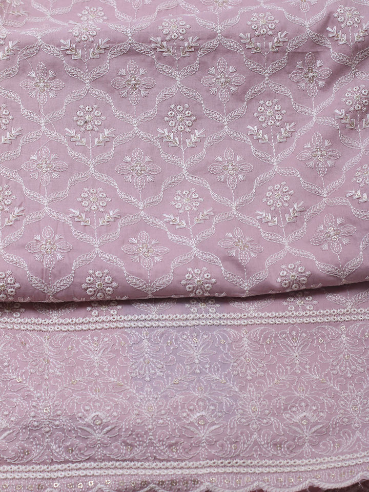 Embroidered Cotton Blend Unstitched Suit Piece With Dupatta