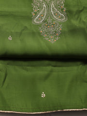 Neck Embroidered Chanderi Unstitched Suit Piece With Dupatta