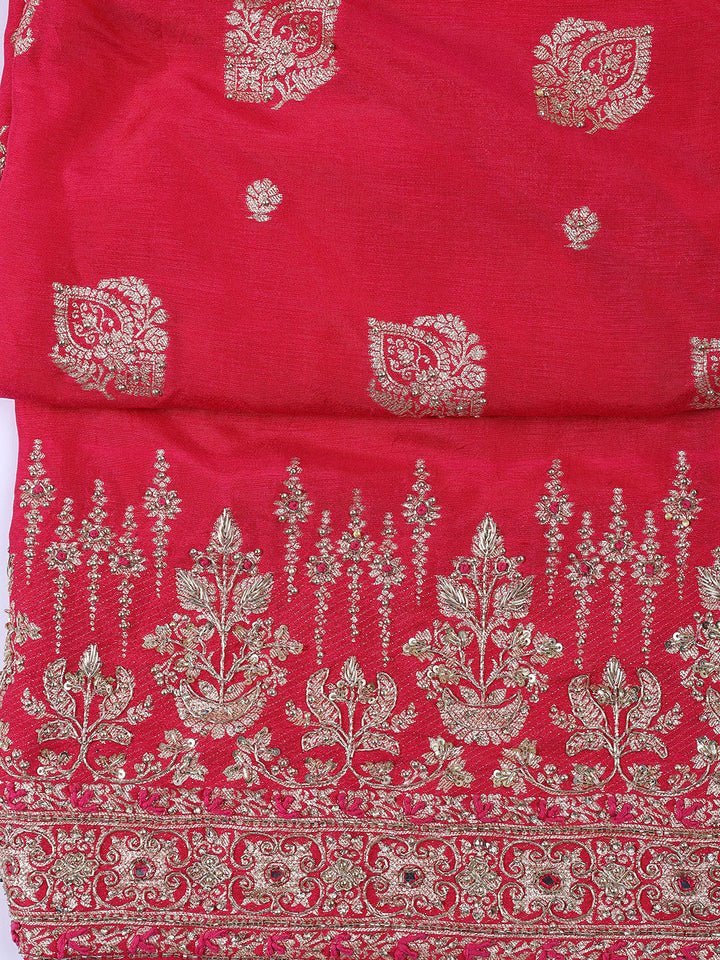 Woven Art Silk Unstitched Suit Piece With Dupatta