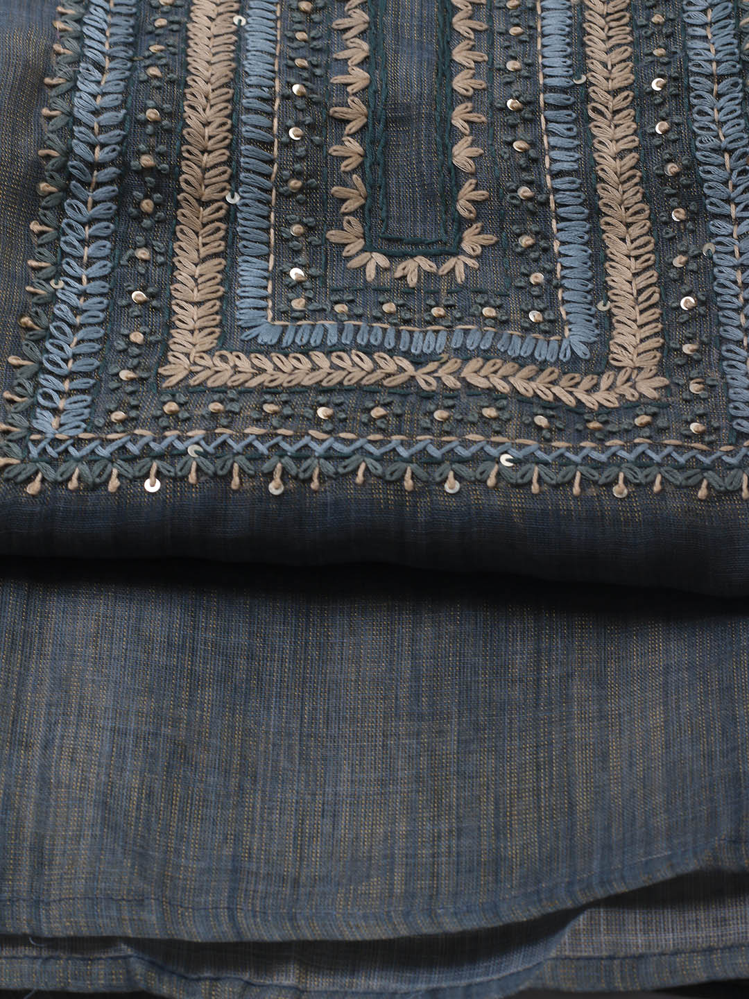 Embroidered Tissue Unstitched Suit Piece With Dupatta