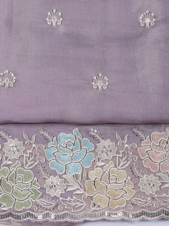 Embroidered Tissue Unstitched Suit Piece With Dupatta