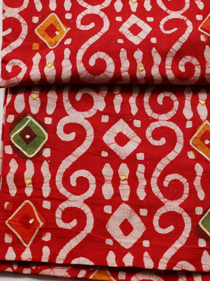 Printed Cotton Blend Unstitched Suit With Dupatta