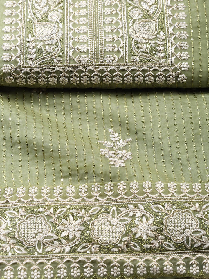 Embroidered Organza Unstitched Suit Piece With Dupatta