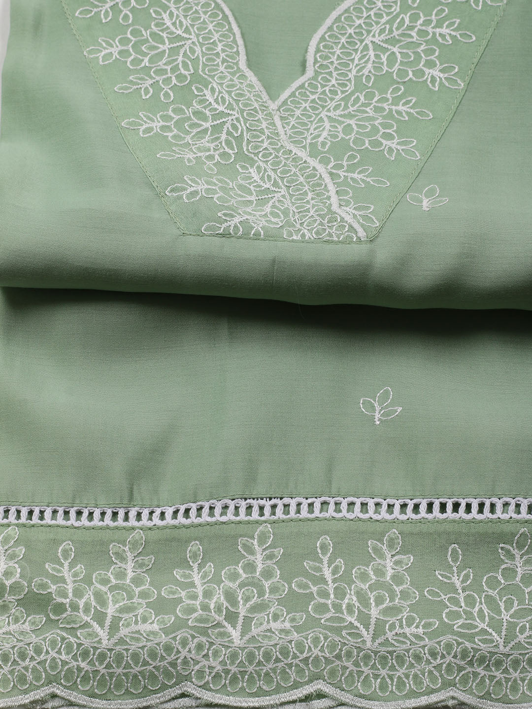 Neck Work Chanderi Unstitched Suit Piece With Dupatta