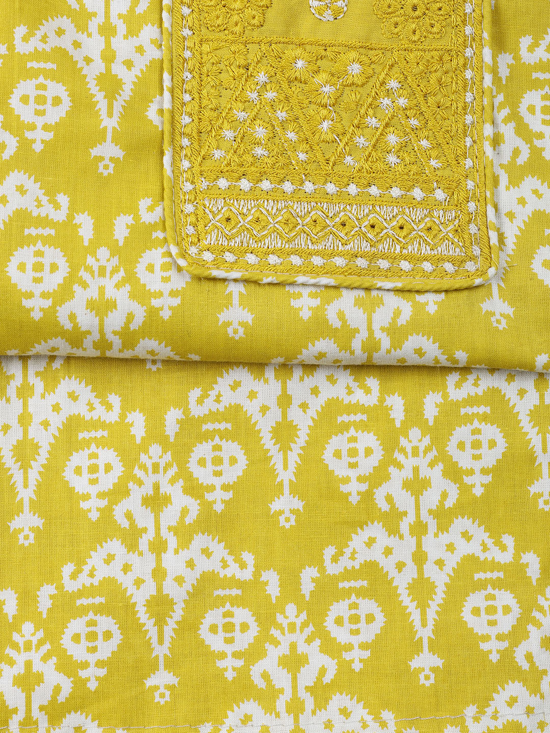 Printed Cotton Blend Unstitched Suit With Dupatta