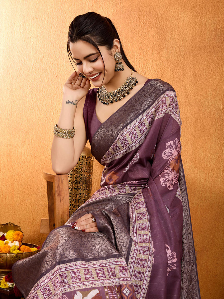 Patola Zari Border Art Silk Woven Saree