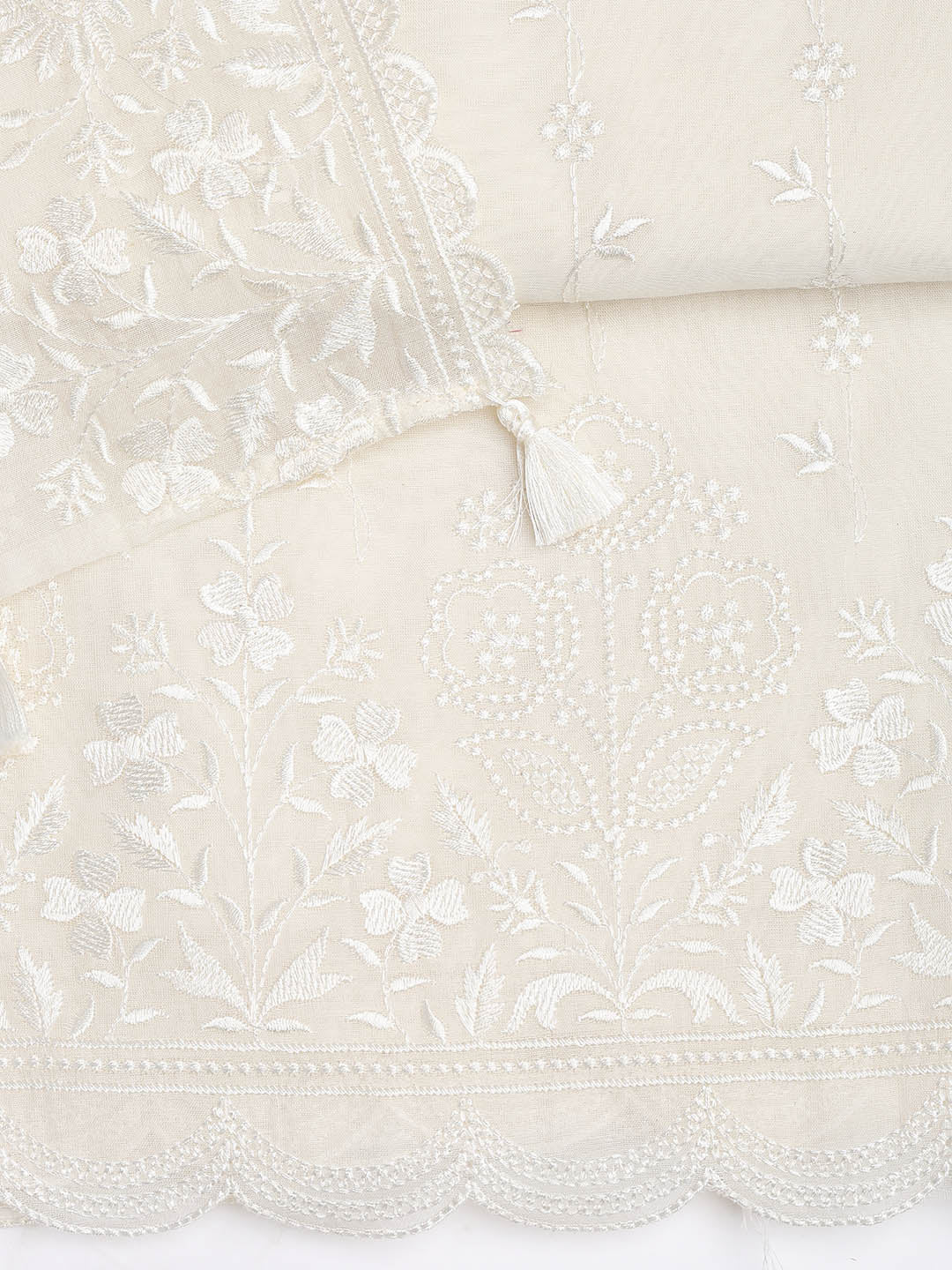 Embroidered Chanderi Unstitched Suit With Dupatta