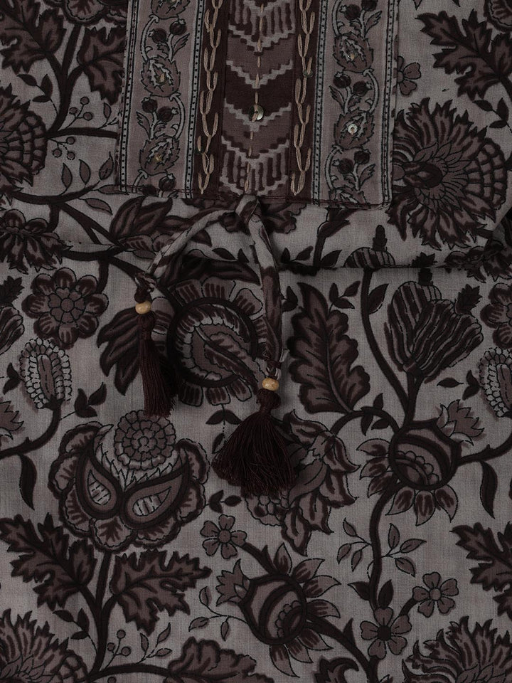 Printed Chanderi Unstitched Suit Piece With Dupatta