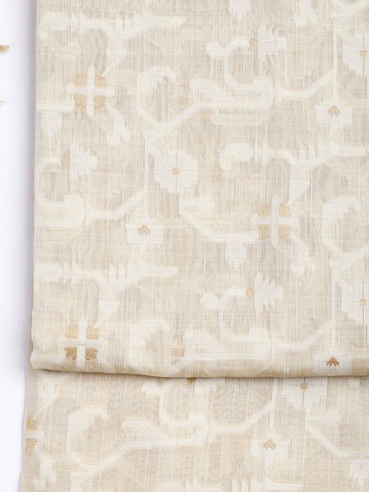 Jamdani Work Chanderi Unstitched Suit Piece With Dupatta