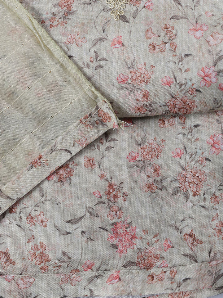 Neck Embroidery Linen Unstitched Suit With Dupatta