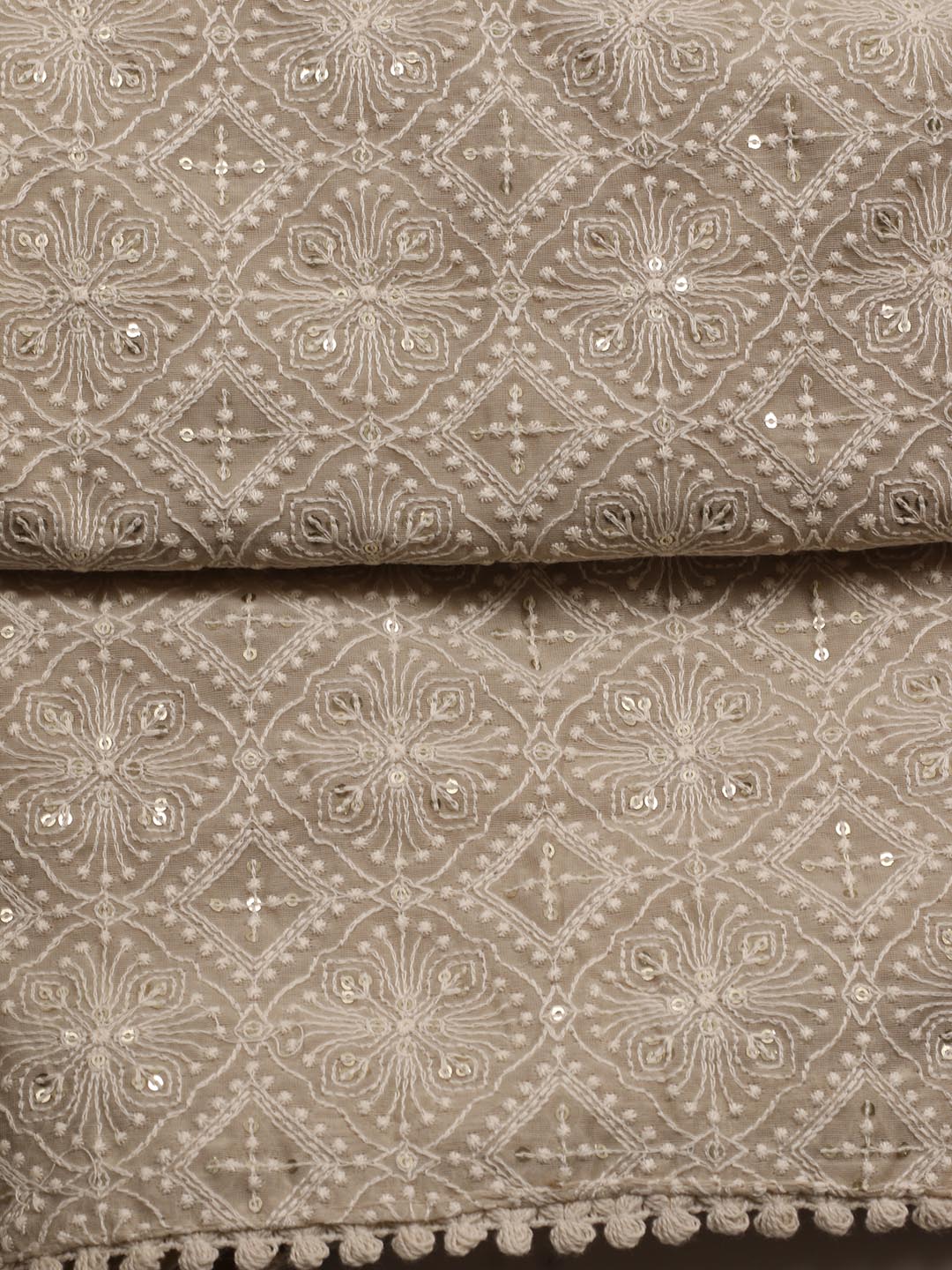 Embroidered Chanderi Unstitched Suit With Dupatta