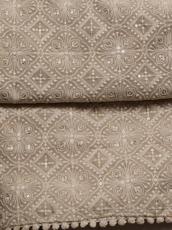 Embroidered Chanderi Unstitched Suit With Dupatta