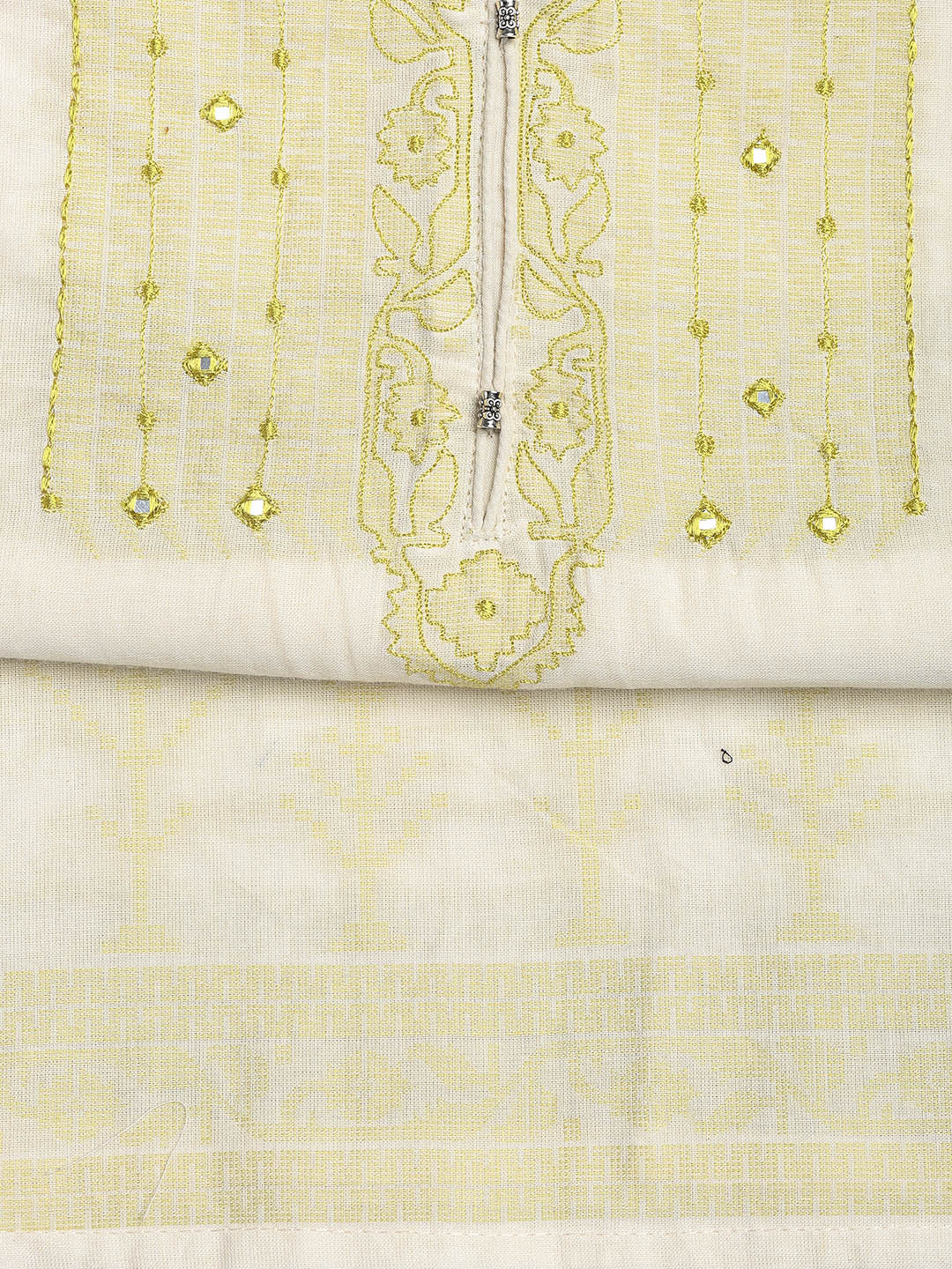 Neck Embroidery Cotton Blend Unstitched Suit With Dupatta