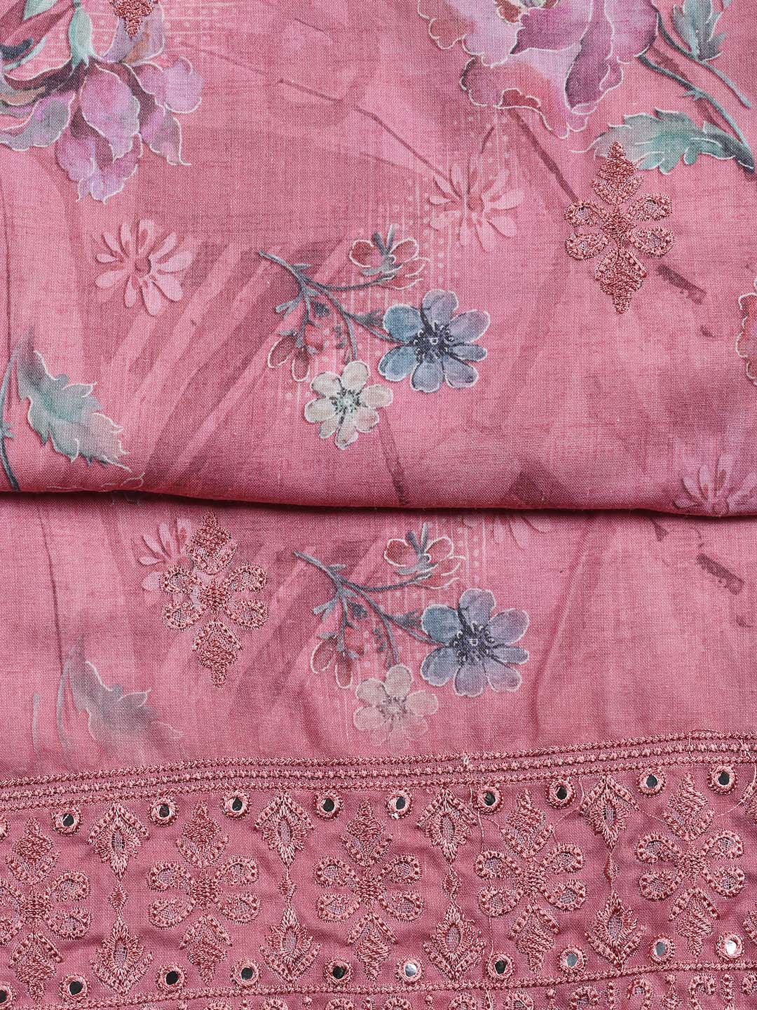 Printed Cotton Blend Unstitched Suit Piece With Dupatta