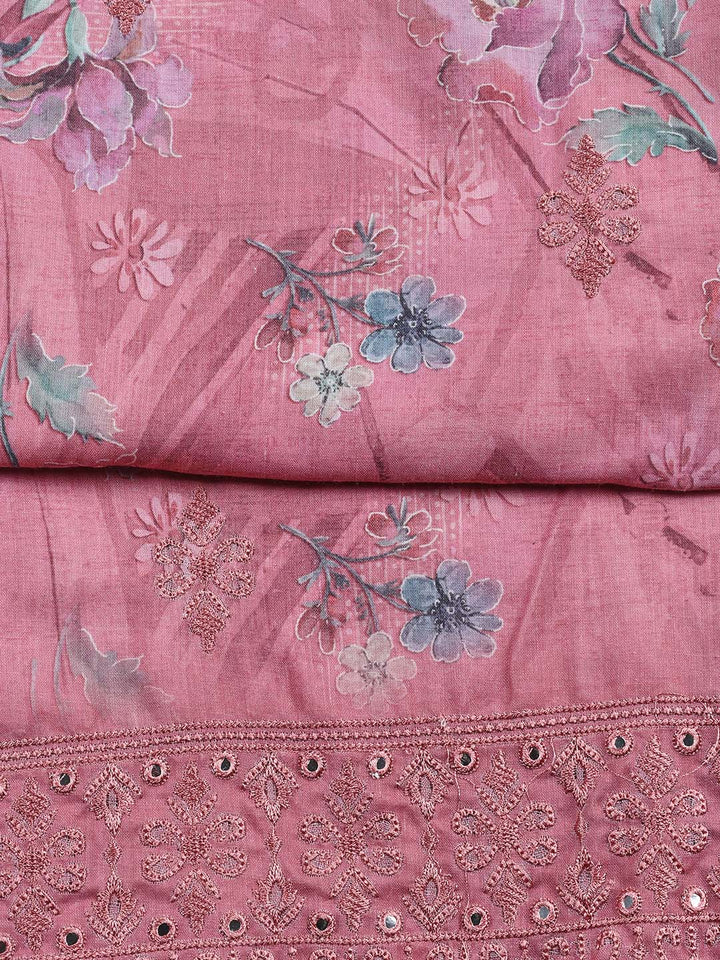 Printed Cotton Blend Unstitched Suit Piece With Dupatta