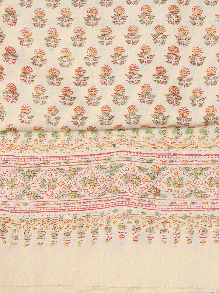 Neck Work Cotton Blend Unstitched Suit With Dupatta