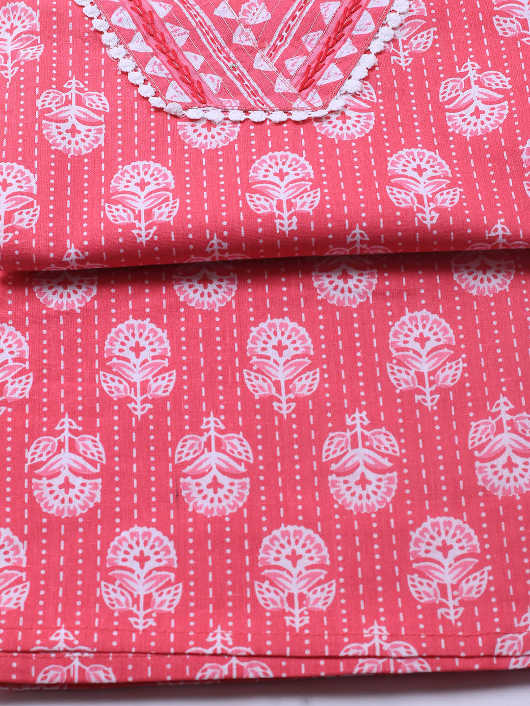 Printed Cotton Blend Unstitched Suit With Dupatta