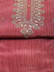 Neck Embroidered Tissue Unstitched Suit With Dupatta