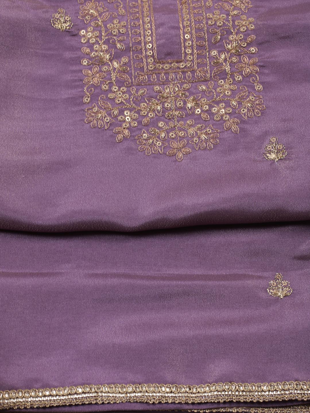 Neck Embroidered Tissue Unstitched Suit With Dupatta