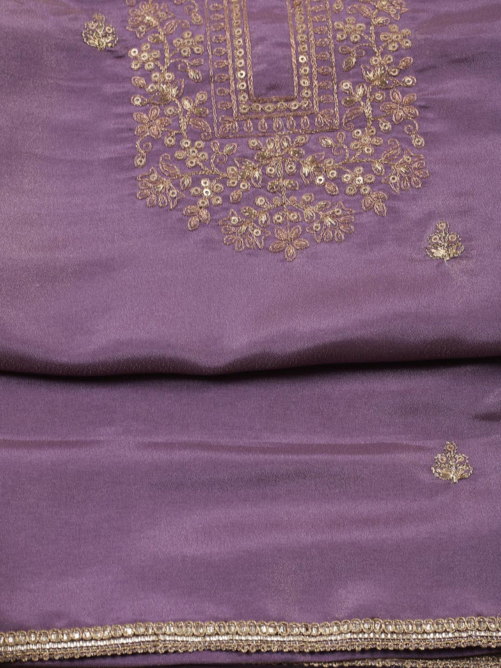 Neck Embroidered Tissue Unstitched Suit With Dupatta