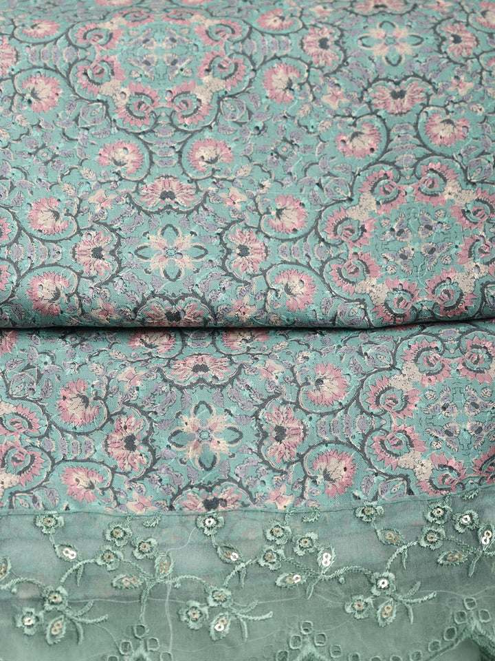 Printed Cotton Blend Unstitched Suit Piece With Dupatta