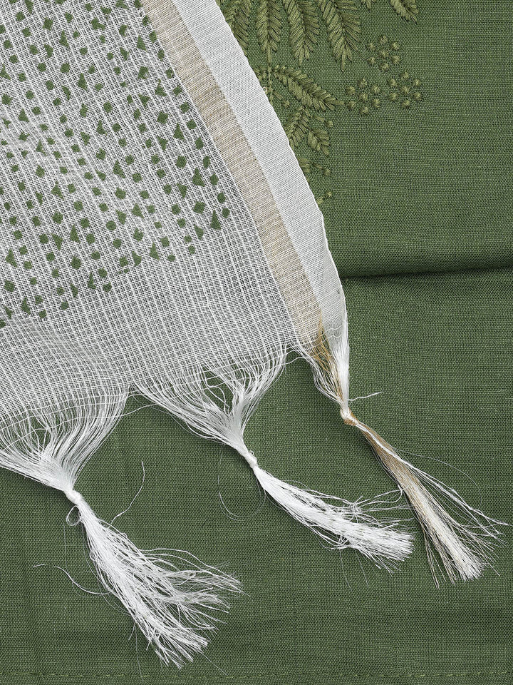 Neck Embroidered Cotton Blend Unstitched Suit With Dupatta