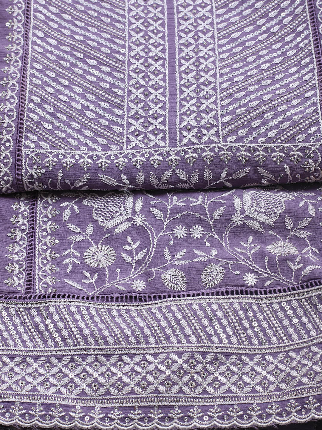 Embroidered Art Silk Unstitched Suit Piece With Dupatta