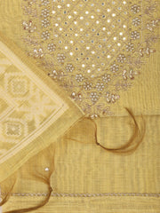 Neck Embroidery Chanderi Unstitched Suit With Dupatta