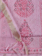 Neck Work Cotton Blend Unstitched Suit With Dupatta