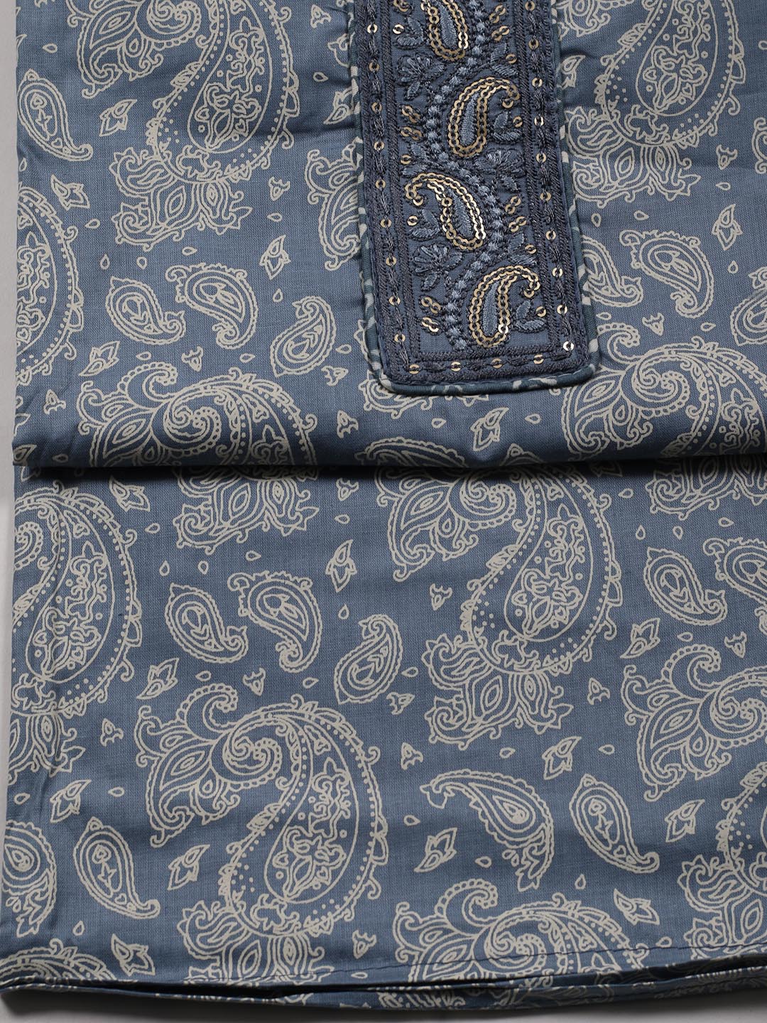 Printed Cotton Blend Unstitched Suit Piece With Dupatta
