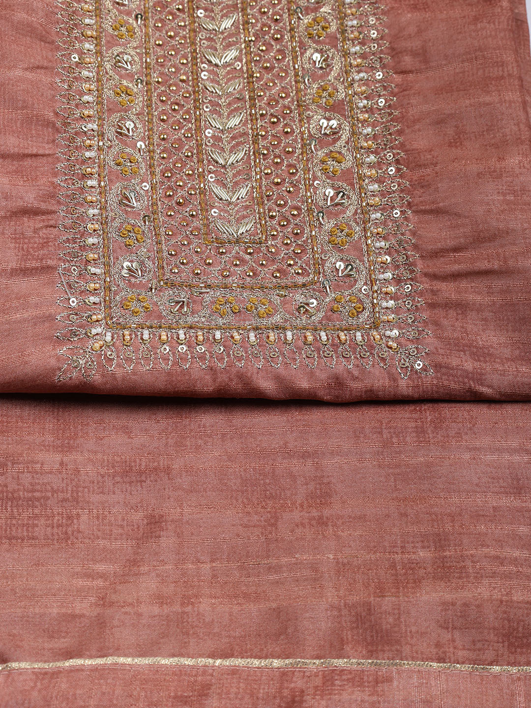 Neck Embroidered Tissue Unstitched Suit With Dupatta