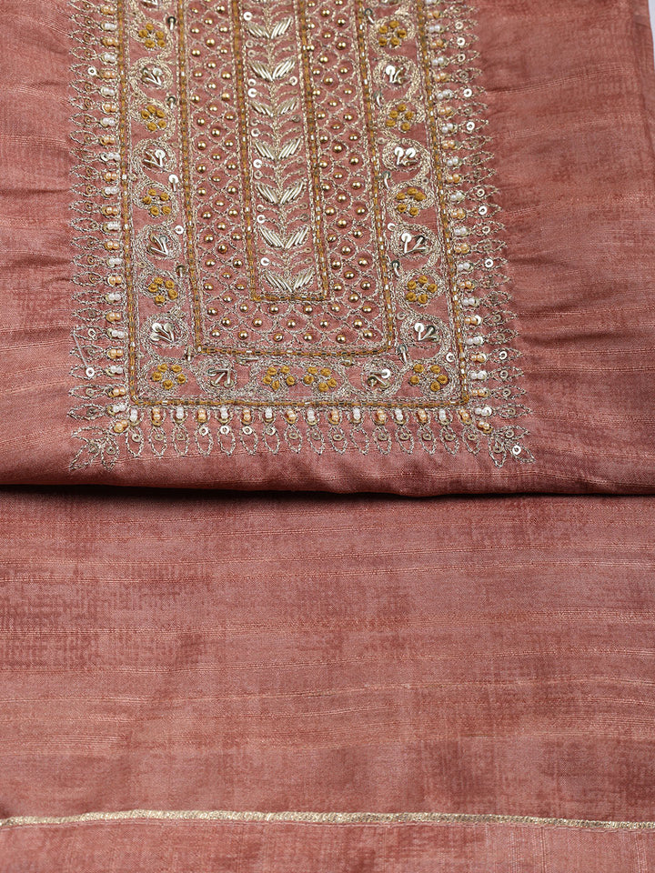 Neck Embroidered Tissue Unstitched Suit With Dupatta