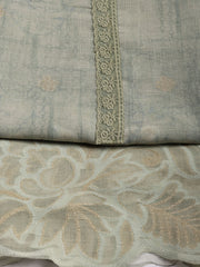 Embroidery Linen Unstitched Suit With Dupatta